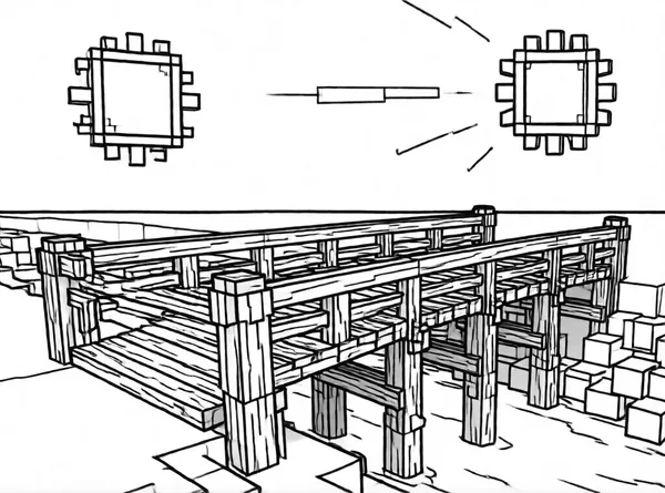 Dibujo de puente de madera al sol para colorear e imprimir gratis