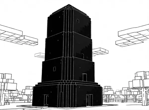 Tall Obsidian Tower drawing to color and print for free
