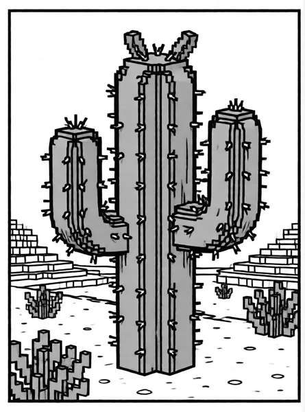 Dibujo de cactus verde para colorear e imprimir gratis