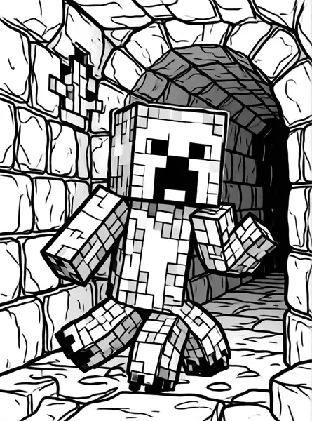 Creeper Explores a Mine drawing to color and print for free