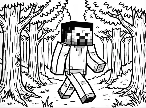 Enderman in the Woods drawing to color and print for free