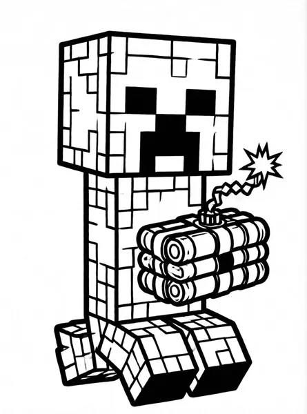 Dibujo de creeper con TNT para colorear e imprimir gratis