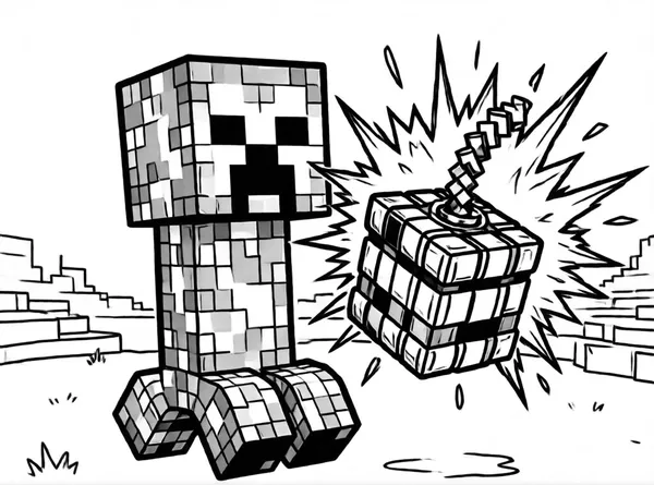 Dibujo de TNT detonar creeper para colorear e imprimir gratis
