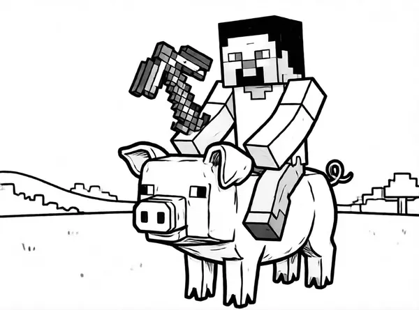 Pig and Steve drawing to color and print for free