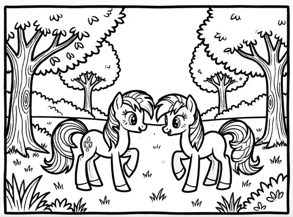 ponis jugando en el parque
