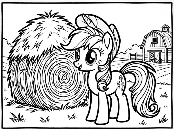 applejack junto a un pajar
