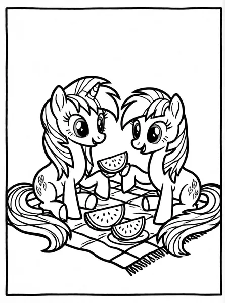 merienda de ponis con sandia