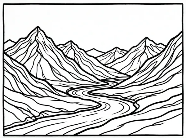 montañas altas y un río