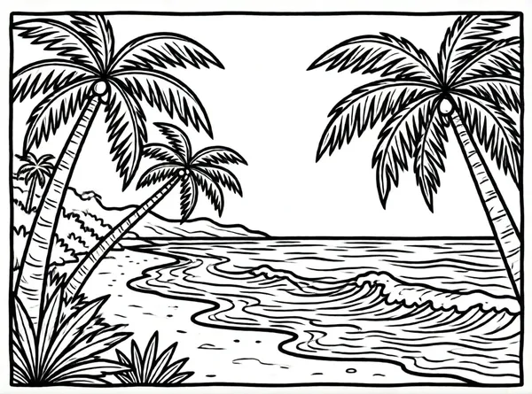 playa con palmeras