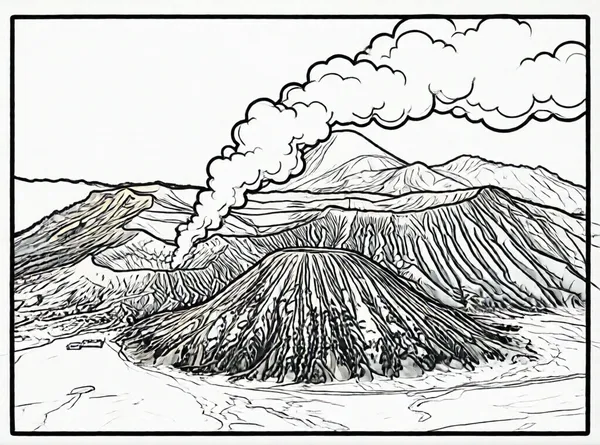 volcán con humo