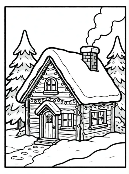casita nevada con luces