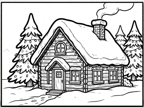 casita nevada con luces