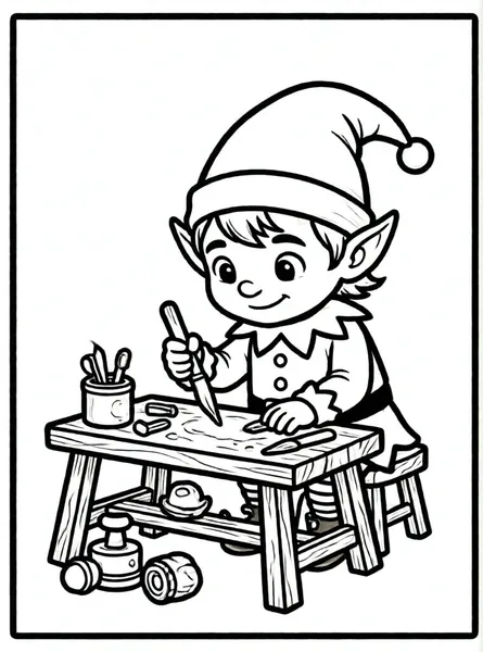 elfo trabajando en el taller