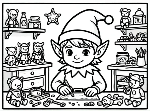 elfo trabajando en el taller