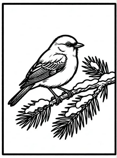 pájaro en rama nevada