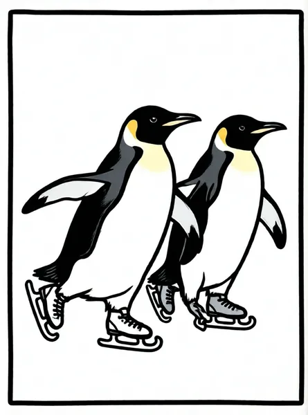 pingüinos patinando en hielo