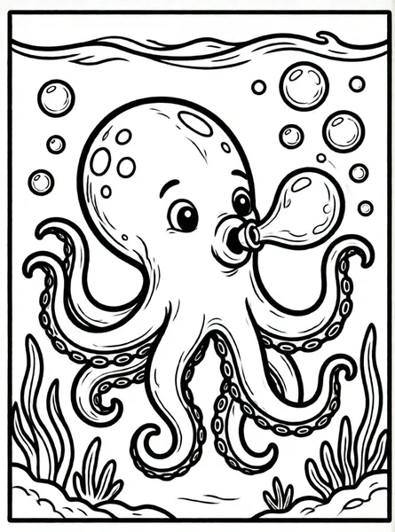 pulpo divertido con burbujas
