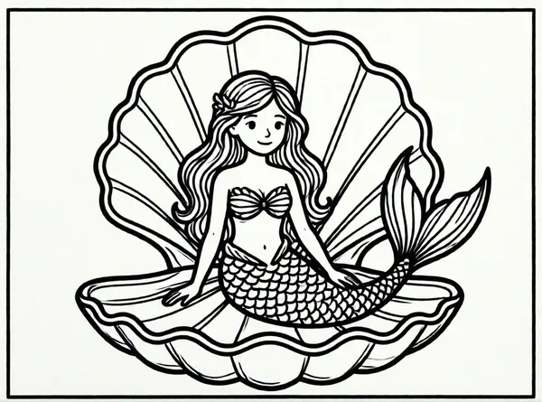 sirena con una concha