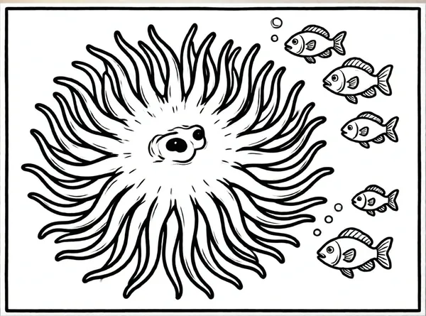 anémona con peces diminutos
