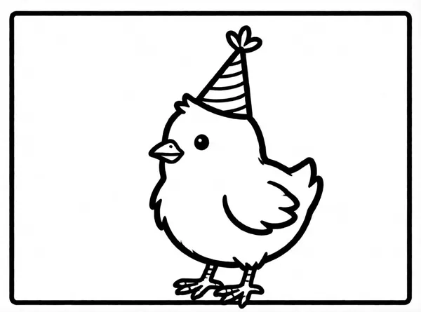 pollito con sombrero de fiesta