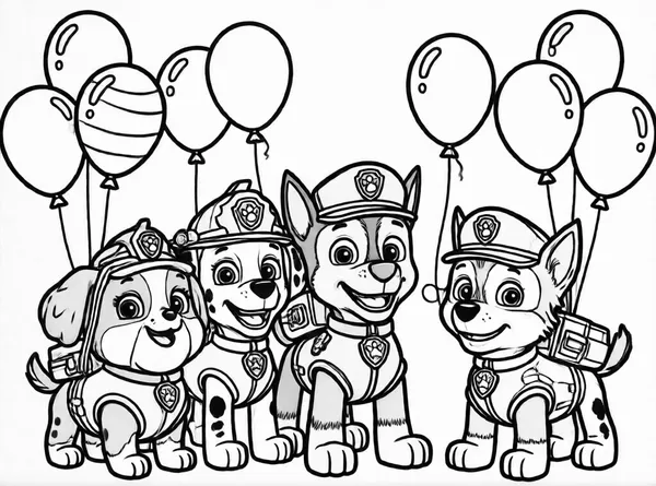fiesta de globos con cachorros