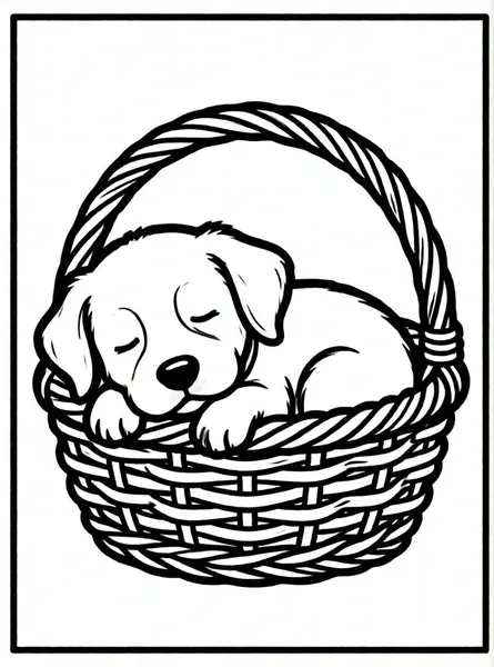 cachorro durmiendo en una cesta