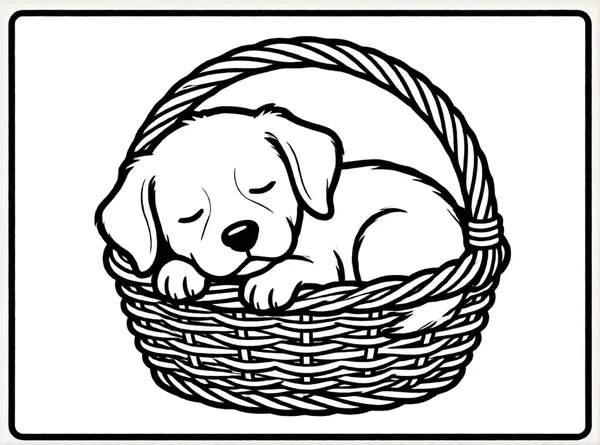 cachorro durmiendo en una cesta