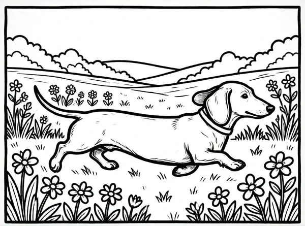 dachshund corriendo en el jardín
