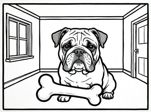 bulldog comiendo un hueso