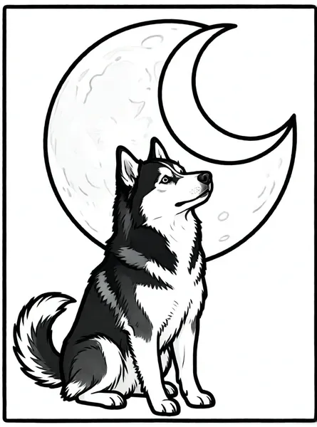 husky mirando la luna