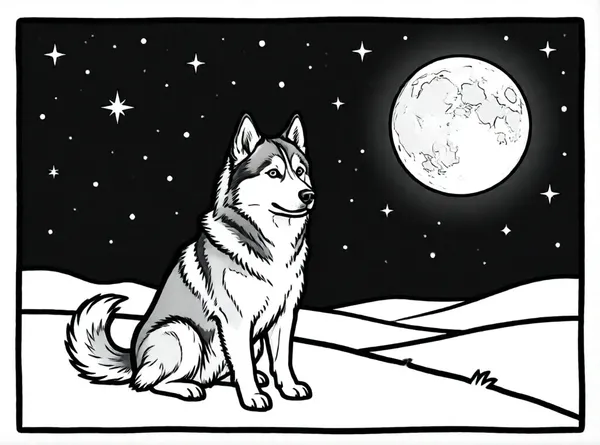 husky mirando la luna