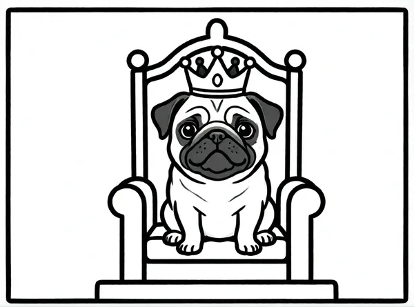 pug con una corona