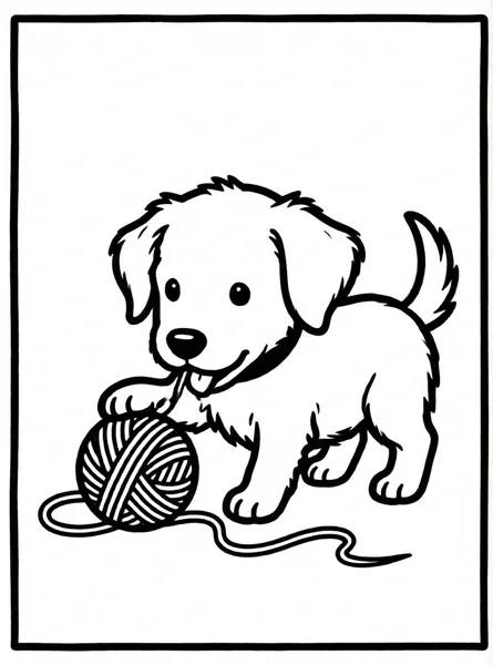 perrito con bola de lana