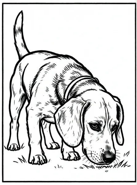 beagle siguiendo un rastro