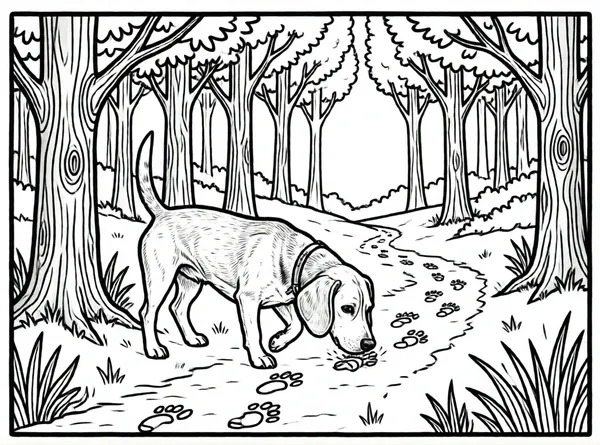 beagle siguiendo un rastro