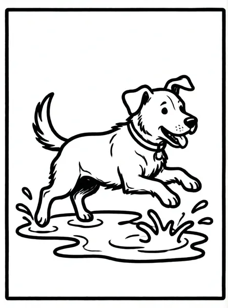perro saltando en charcos