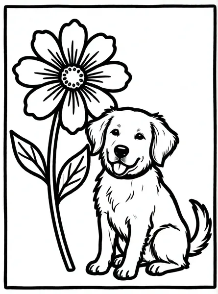 perro junto a una flor