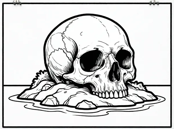 isla con roca calavera