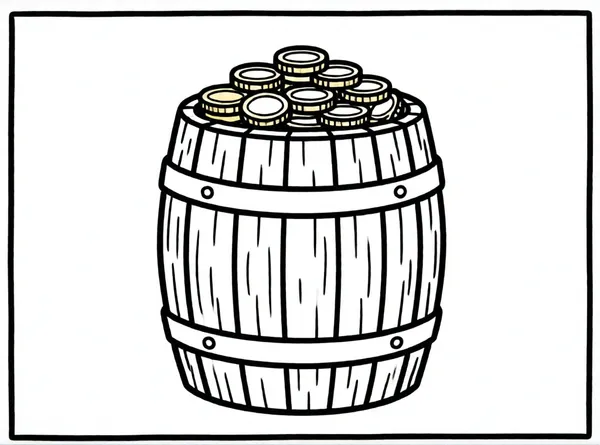 barril de monedas de oro