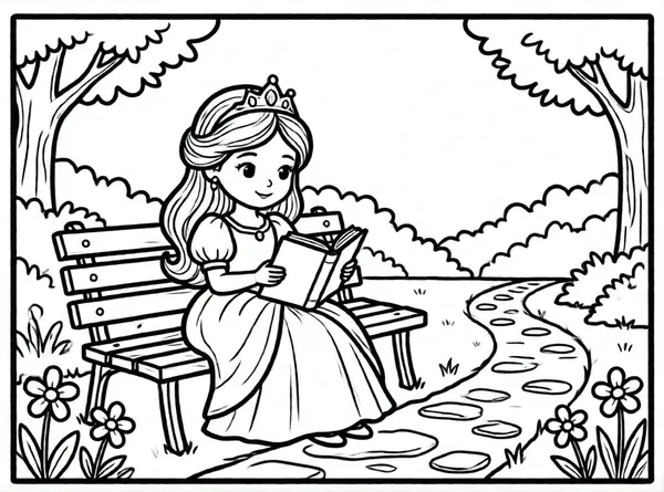 princesa leyendo en el jardín