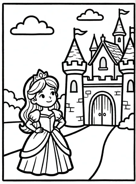 princesa frente al castillo mágico
