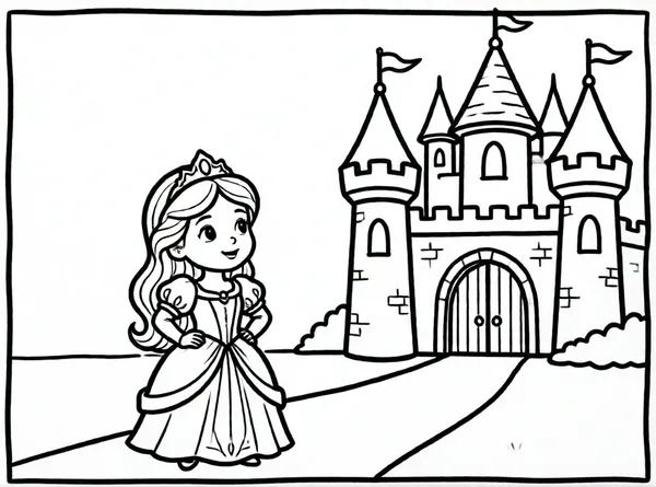 princesa frente al castillo mágico