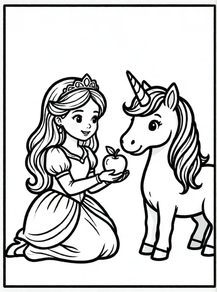 princesa cuidando a un unicornio