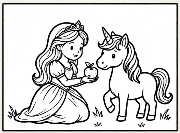 princesa cuidando a un unicornio