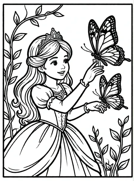 princesa jugando con mariposas