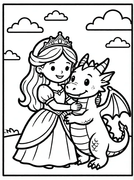 princesa abrazando a un dragón
