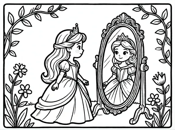 princesa frente al espejo encantado