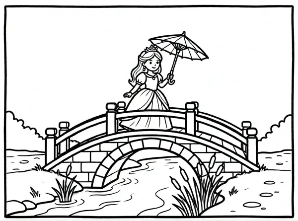 princesa caminando por el puente