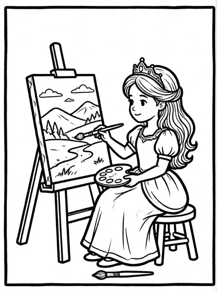 princesa pintando cuadros al aire libre