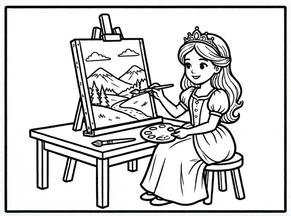 princesa pintando cuadros al aire libre